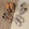 Leather half slippers women's autumn retro cork platform bag head drag large size women's shoes