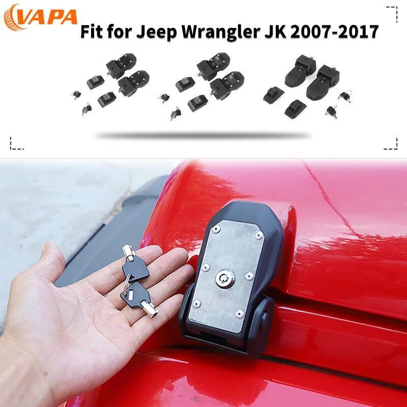 Hood Latches Locking Hood Catch Kit Metal Hood Locks for Jeep Wrangler JK 2007 -2017 Car Accessories