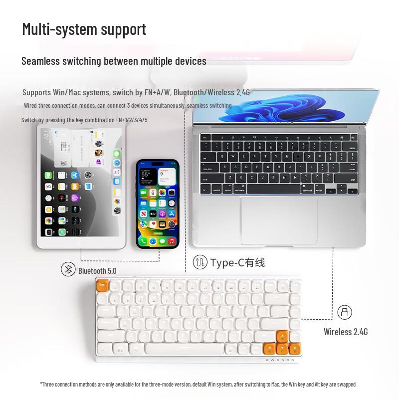 Slim Multi-Device Tri-Mode Low-Profile Mechanical Keyboard