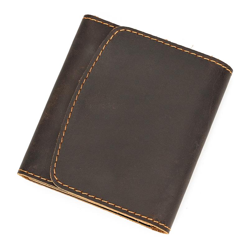 

2026 New Design Little Coin Purse For Men Women Card Cash Coins Short Wallet Genuine Leather Clip Purse Female Male Wallets темно-коричневого кольору