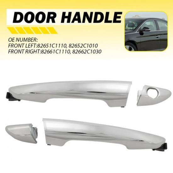 2pcs Front Left & Right Exterior Door Handle Chrome For 2015- Hyundai Sonata