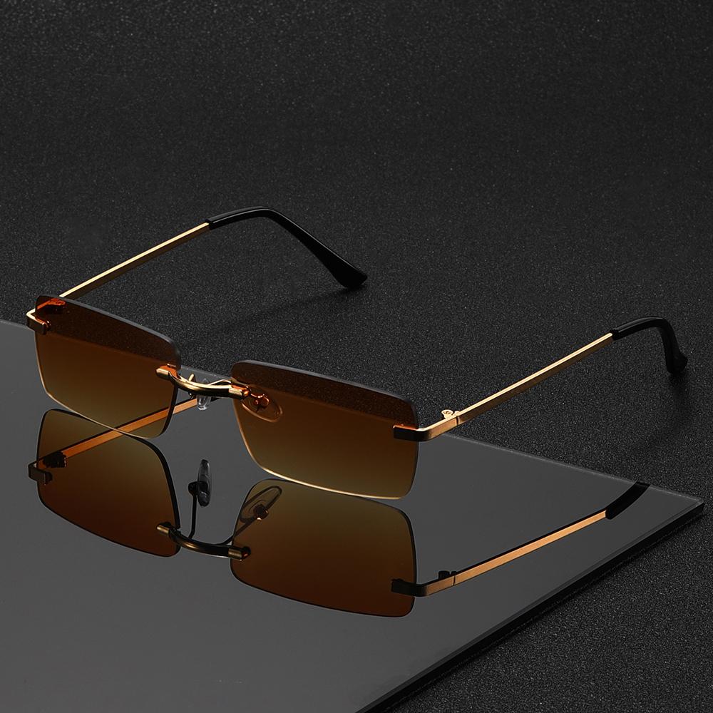 1PC, Rectangular Rimless Glasses, Small Frame Exquisite Style, Retro Elegant Glasses, Suitable for Men and Women