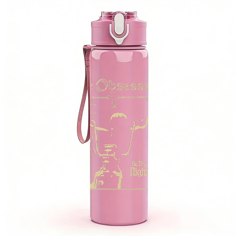 1PC Light Blank Faded Minimalist Print 750ml Colorful Plastic Sports Water Bottle Leakproof Pop Up Lid with Straw for Outdoor Work Home Use
