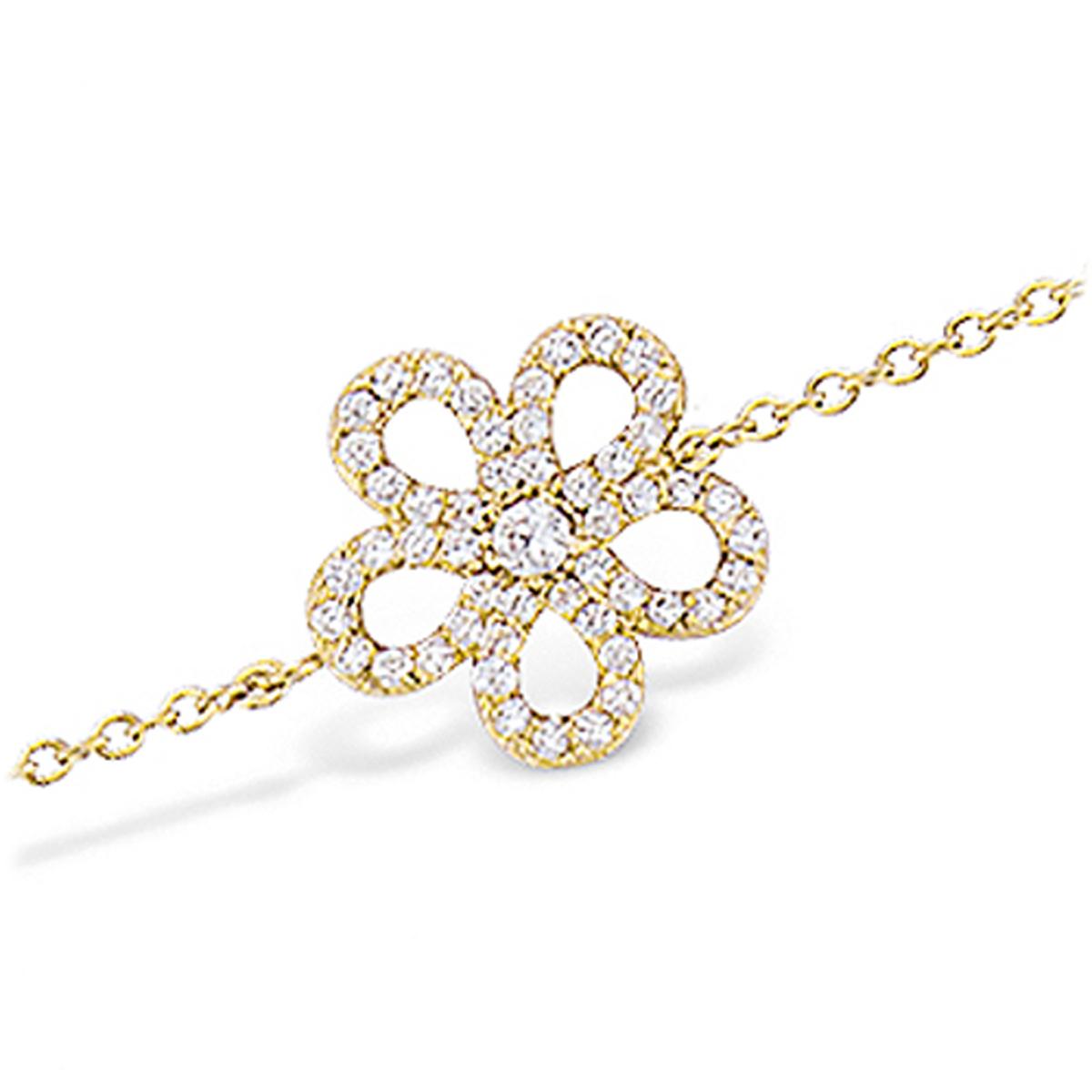 

Les Trésors De Lily [L7074] - Bracelet Plaqué or Flora blanc doré - 13 mm