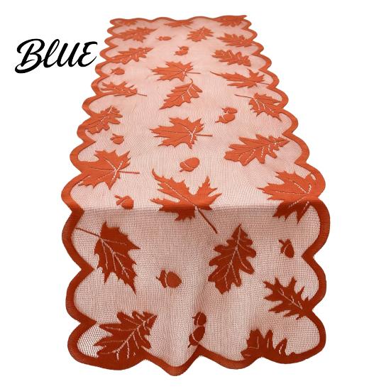 Decorative Fall Dining Table Cover Runner Decorations Maples Leaves Lace Orange Maple Leaf Overlay Runner Autumn Harvest Thanksgiving Decorations