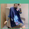 Retro Buckle Mrs Wide Style Pleated Dress 2022 Autumn New Print Western Style Loose Large Size Woman Dress