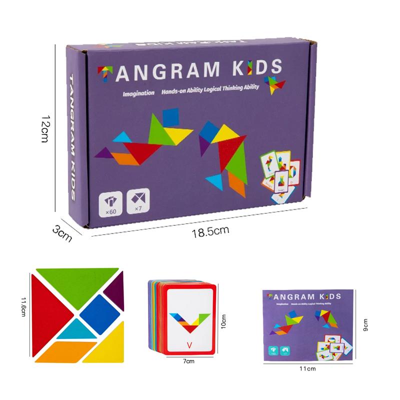 3D Wooden Pattern Animal Jigsaw Puzzle Colorful Tangram Toy Kids Montessori Early Education Sorting Games Toys Children Gift
