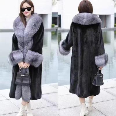 Autumn and Winter New Imitation Mink Velvet Medium and Long Imitation Fur Coat Medium and Old Winter Coat Women's Clothing