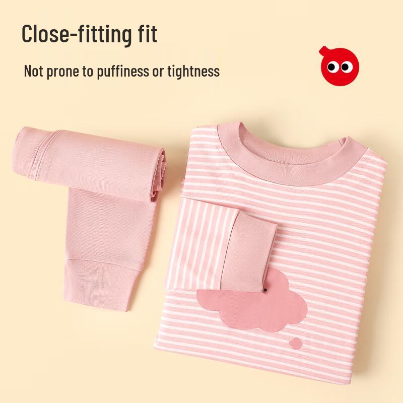 Hongdou Girls' Pure Cotton Antibacterial Thermal Underwear Set