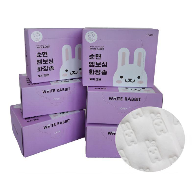 White Rabbit Embossing Cotton Pad (100pcs*6ea)