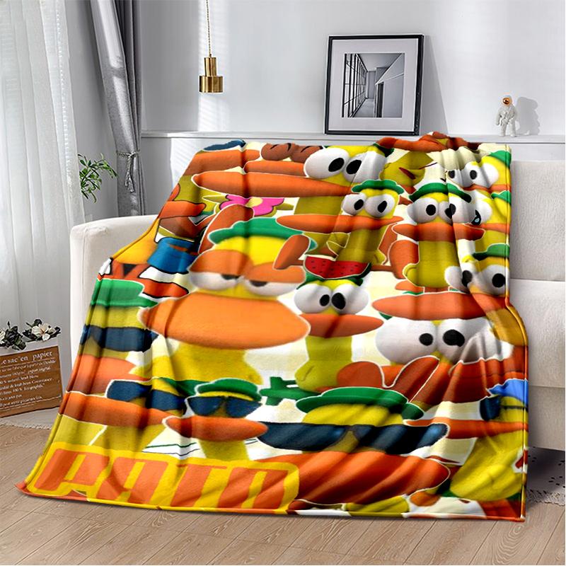 Coperta Cartone Animato 3D Divertente P-Pocoyo Elly Pato, Morbida Coperta da Lancio per Casa Camera da Letto Letto Divano Picnic Viaggio Ufficio Copertura Regalo per Bambini