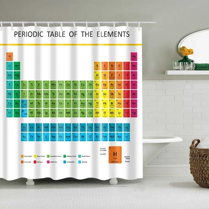 Periodensystem der Elemente Duschvorhang Badezimmer Wasserdichtes Gewebe Waschbar Duschwand Dekoration 240X180cm Duschvorhänge