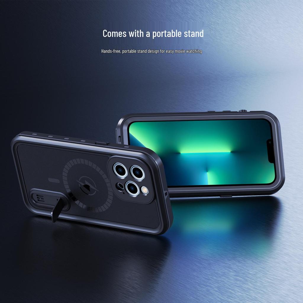 Red Pepper Magnetic Waterproof Case for iPhone 13 Pro Max - Outdoor Diving Sports Protective Cover