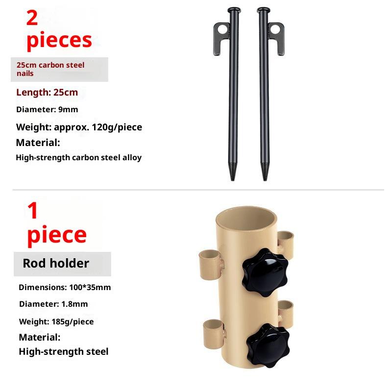 1 Pezzo Nero Supporto Palo Tenda da Campeggio Esterna Base Ombrellone Pesca in Spiaggia Tenda a Baldacchino Doppia Manopola Fissaggio Paletto a Terra Accessori