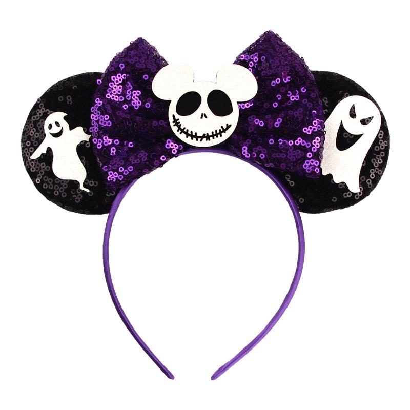 Halloween Mouse Ears Headband Sequins Bow Hairband For Women Featival Party DIY Hair Accessories Boutique