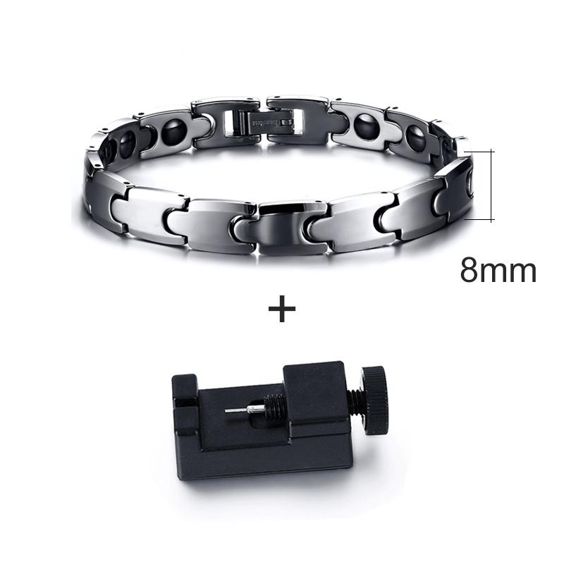 Ikuinen Couple Tungsten Bracelet for Men Women Hematite Health Energy Chain Link Bracelet Lovers Wristband Magnetic Bracelet Benefits