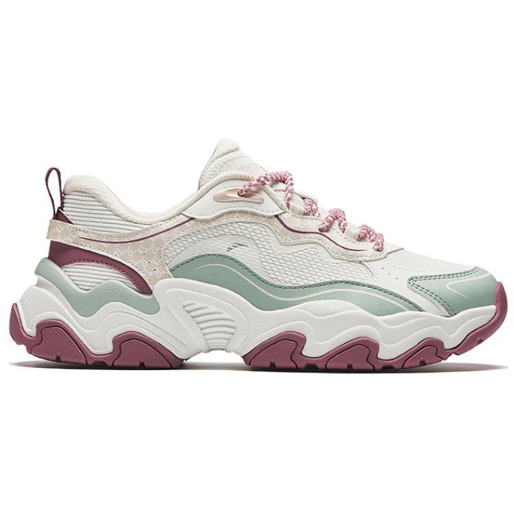 Anta Meteor 3 Comfortable Trendy Non-Slip Wear-Resistant Low-Top Casual Shoes Women Casual Shoes White Green Pink 122448856-7