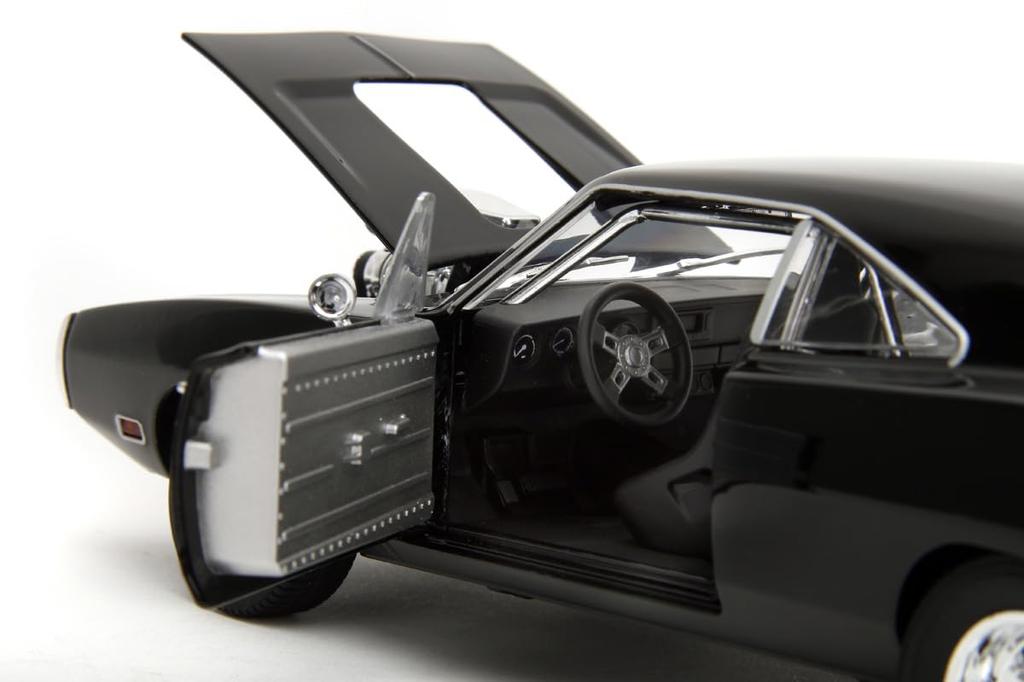 Jada Toys Rychle a zběsile True Spec Series 1970 Dodge Charger Černý hotový produkt JADA33721 a 1/24 F&F R/T (Pravá specifikace)