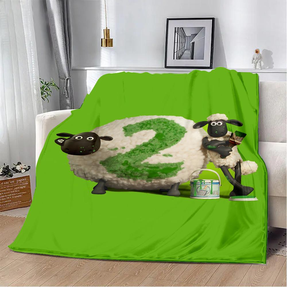 

Cartoon the Sheeps Printed Blanket Picnic Blankets Warm Blanket Soft and S-shauns Comfortable Blanket Home Travel Birthday Gift 80x60in