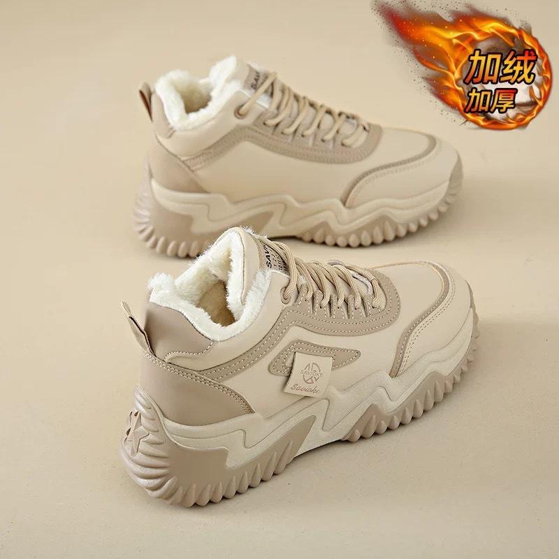 22 winter new thickened and velvet dad shoes casual warm winter tide platform sports cotton shoes