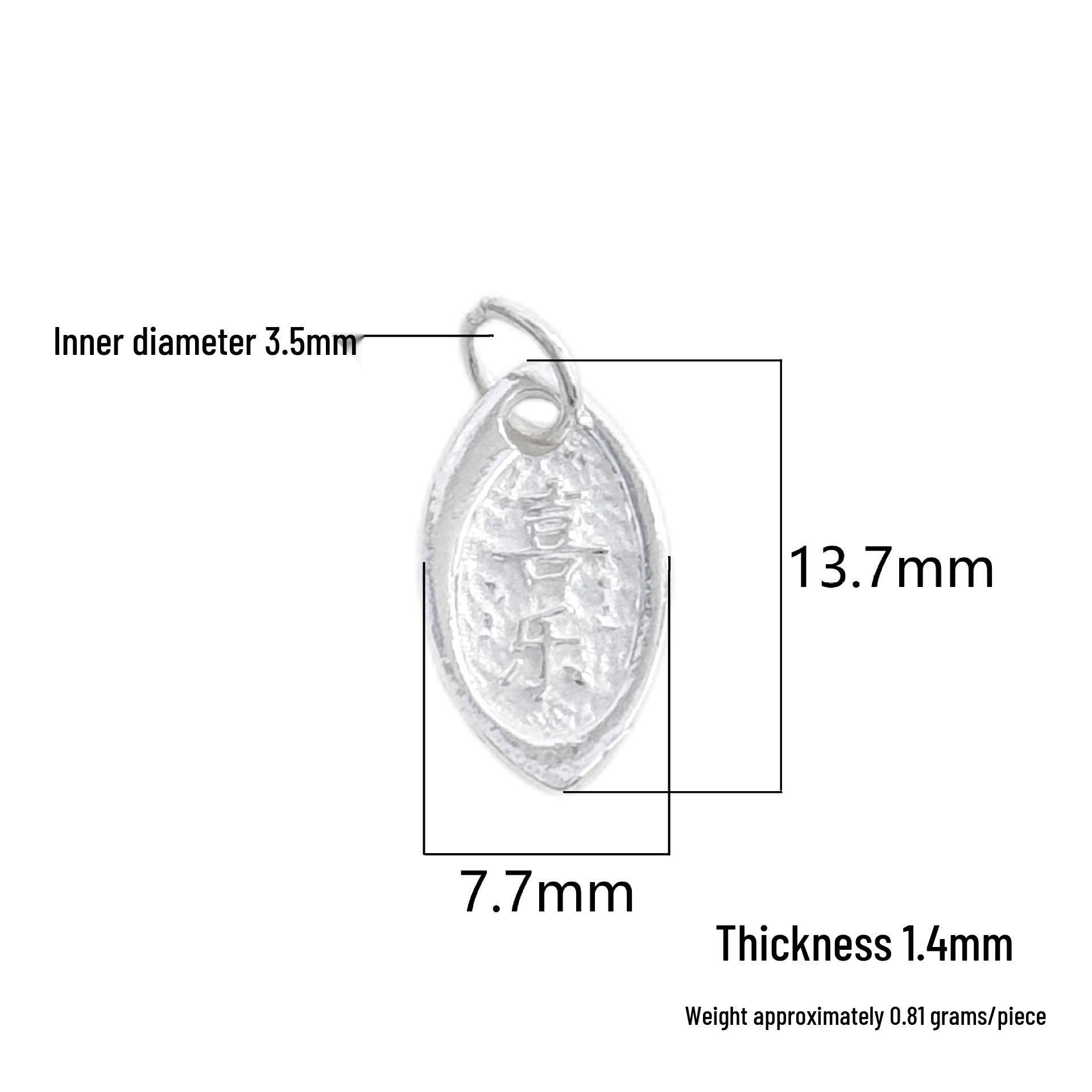 S999 Sterling Silver Peace & Joy Chinese Charm Pendant for DIY Crystal Bracelets and Necklaces Silver 999