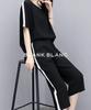 Blanc Blanc Top and Bottom Cut and Everyday Office Training Plus Sizes Stylish Set, Sewn, Pants, Striped, Loungewear, Wear, Spring, Summer, Autumn,