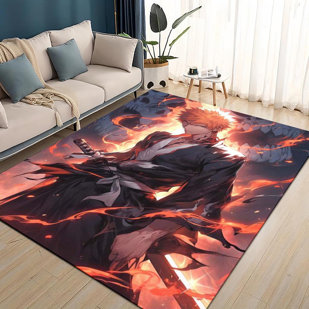 3D Kreskówkowy Bleach Kurosaki Ichigo Dywanik Anime do Salonu Sypialni Domu Dekoracja Sofy, Mata Podłogowa Antypoślizgowa do Zabawy dla Dzieci