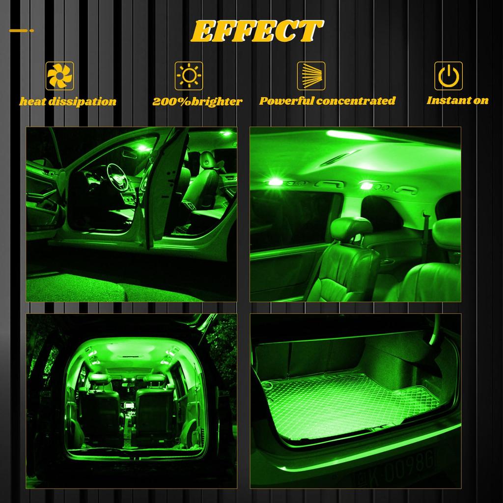 YongMing BA9S G14 LED Bulb Position Lamp Waterproof Diffused Lens Room Lamp for Car Green 10pcs