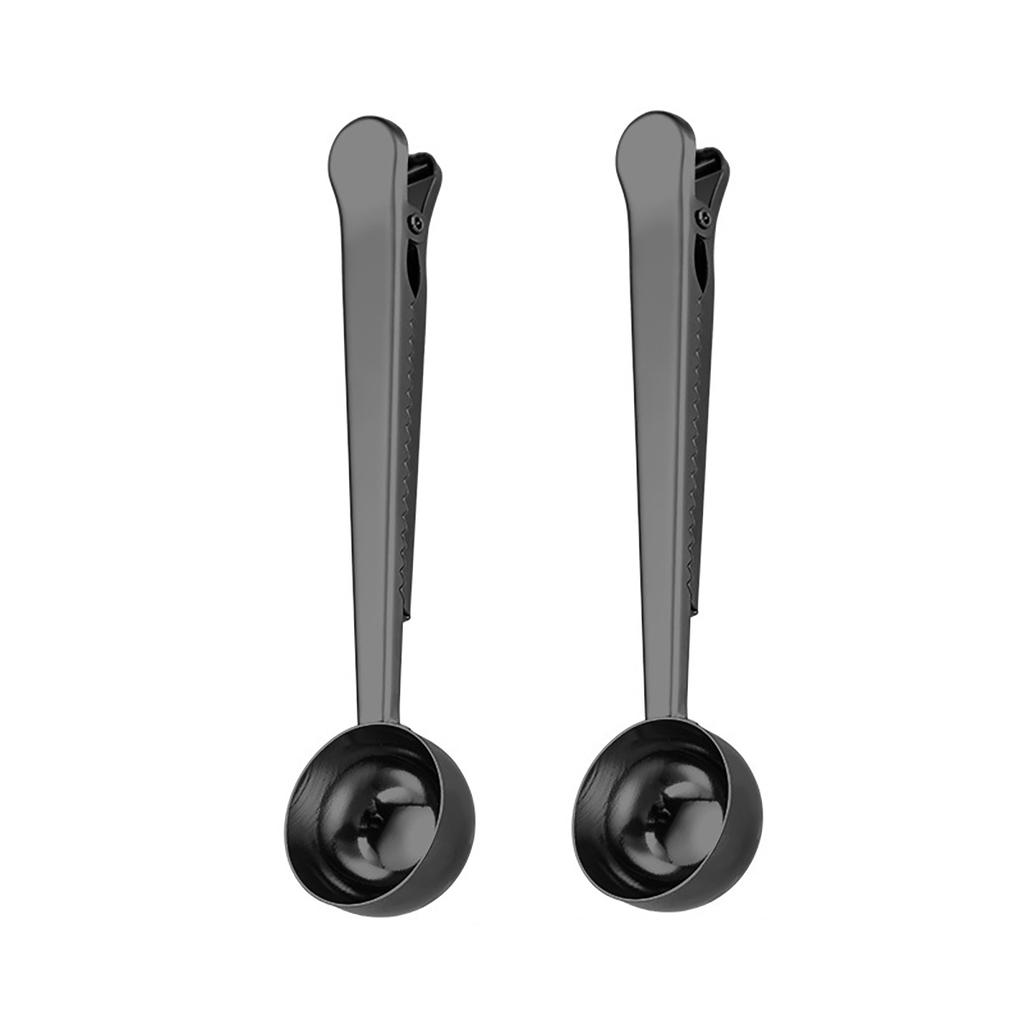 2pcs Stainless Steel Coffee Spoon Clip Household 2in1 Milk Powder Spoon Sealing Clip Golden Measuring Spoon Kitchen Baking Tool