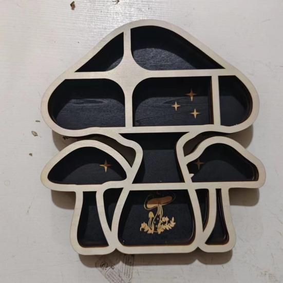 Yousheng Holz-Ausstellungsregal, Wandmontage, Pilz-Regal, rustikales schwebendes Pilz-Regal zur Präsentation von Kristall-Edelstein-Steinkerzen