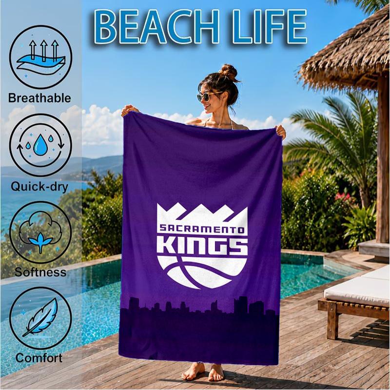 Sacramento Basketball Logo Beach Towel, Microfiber Beach Towel, Perfect For Pool, Beach, Travel, Home Decor Beach Party Fan gifts