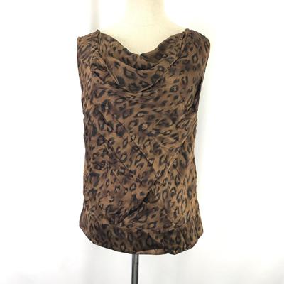 Hergestellt in Japan BALLSEY Seide 100% Tanktop 38 Damen Leopard Braun Ärmellos(GEBRAUCHT)