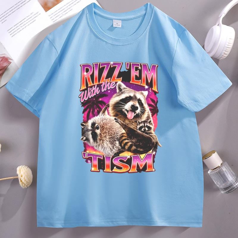 Rizzem Em Tism Graphic T Shirts Casual Round Neck Printed Tshirt Cotton Short Sleeve Tee Shirt Unisex Clothing Streetwear Tees