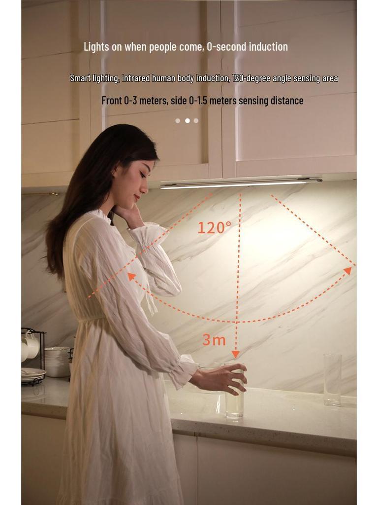 USB Rechargeable LED Cabinet Light with Motion Sensor and Magnetic Adhesion