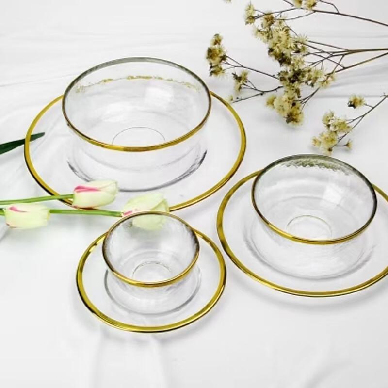 Nordic Gold-Rimmed Glass Compartment Tray