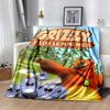 1pc Grizzly and Lemmings Throw Blanket Soft Bedding for Couch, Sofa, Bedroom .B004