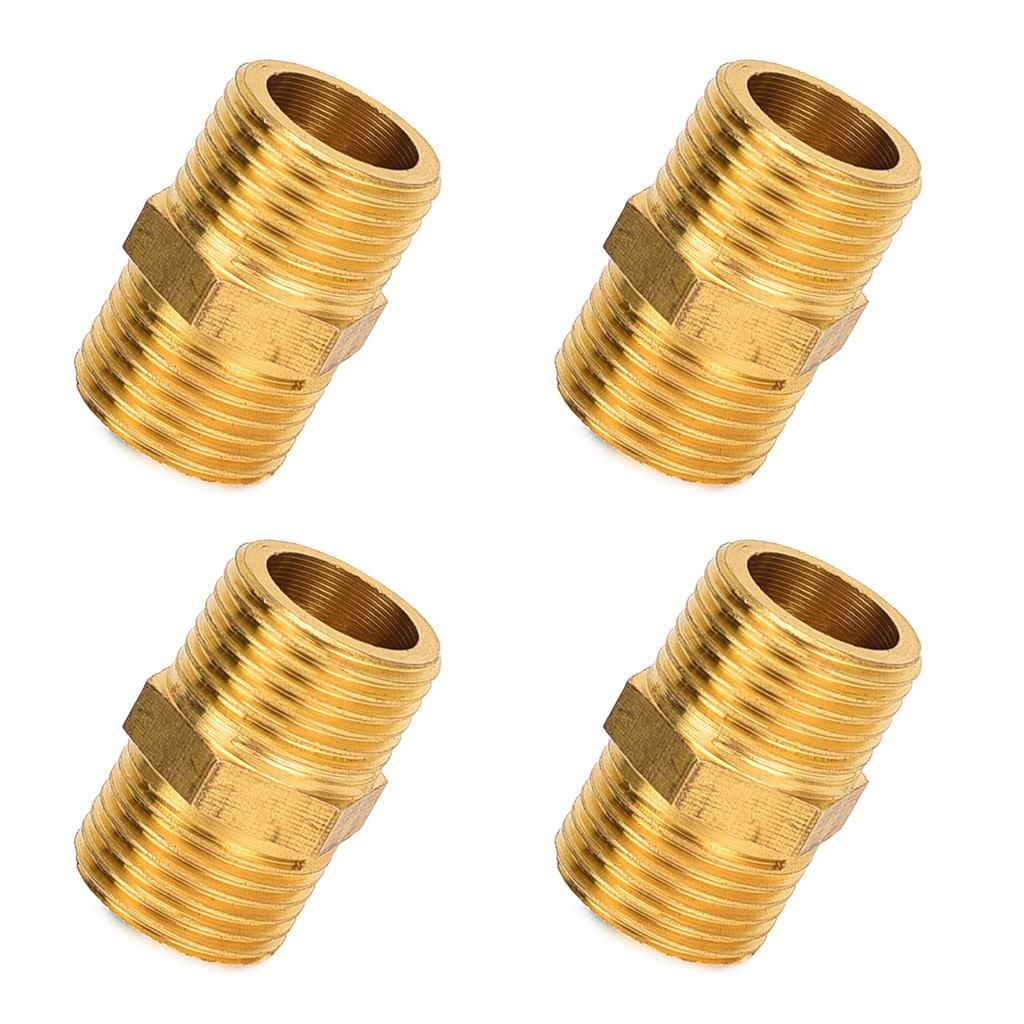 Male Thread Double Nipple Pack of 4 Hexagonal Pipe Joints Strong Double Nipples 4 Standard Nipples Set for Water Supply