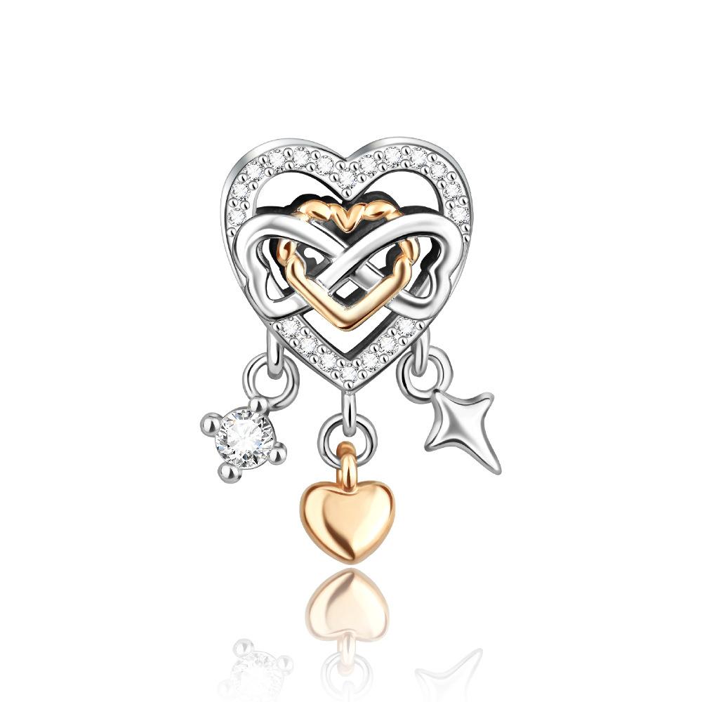 S925 Silber DIY Herzperlen Schmuckherstellung Set Bastelzubehör Charms Armband Halskette Zubehör