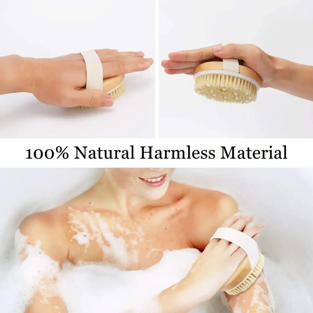 2 In 1 Dry Skin Body Brush Natural Bristle Dead Skin Remover Anti Cellulite Exfoliates Blood Circulation Health Massage Tools