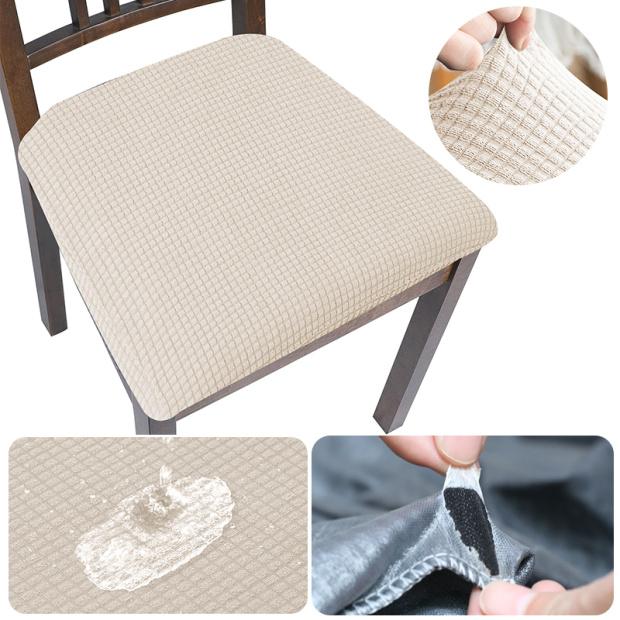 Waterproof Spandex Dining Chair Cover Removable Solid Elastic Seat Protector For Home Kitchen
