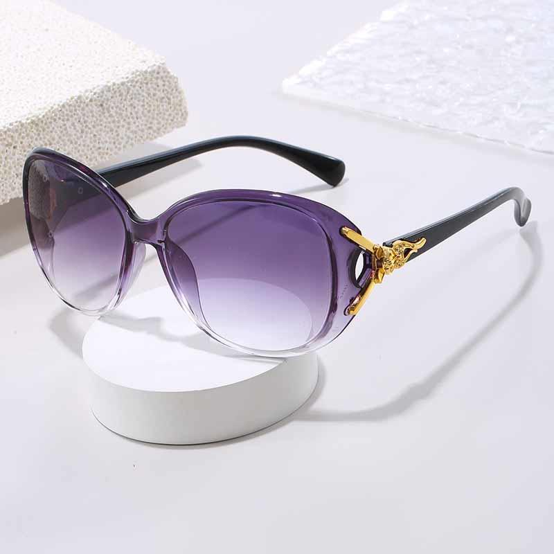 Klassische Große Fassung Fuchs Kopf Reflektierende Flache Gläser Mode Kamelie Sonnenschutz Sonnenbrille Brillen