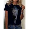 Summer Round Neck Cute Animal Pattern 3D Print Top Fashionable Casual Short Sleeved Women's T-shirts