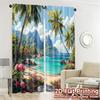 Set Of 2 Flat Printing Curtains Without Rod Tropical Bliss Chic Window Curtain Versatile Polyester Gifts Perfect Made