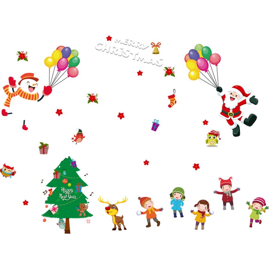 Christmas Window Glass Stickers: Santa Claus & Snowflake DIY Decorations