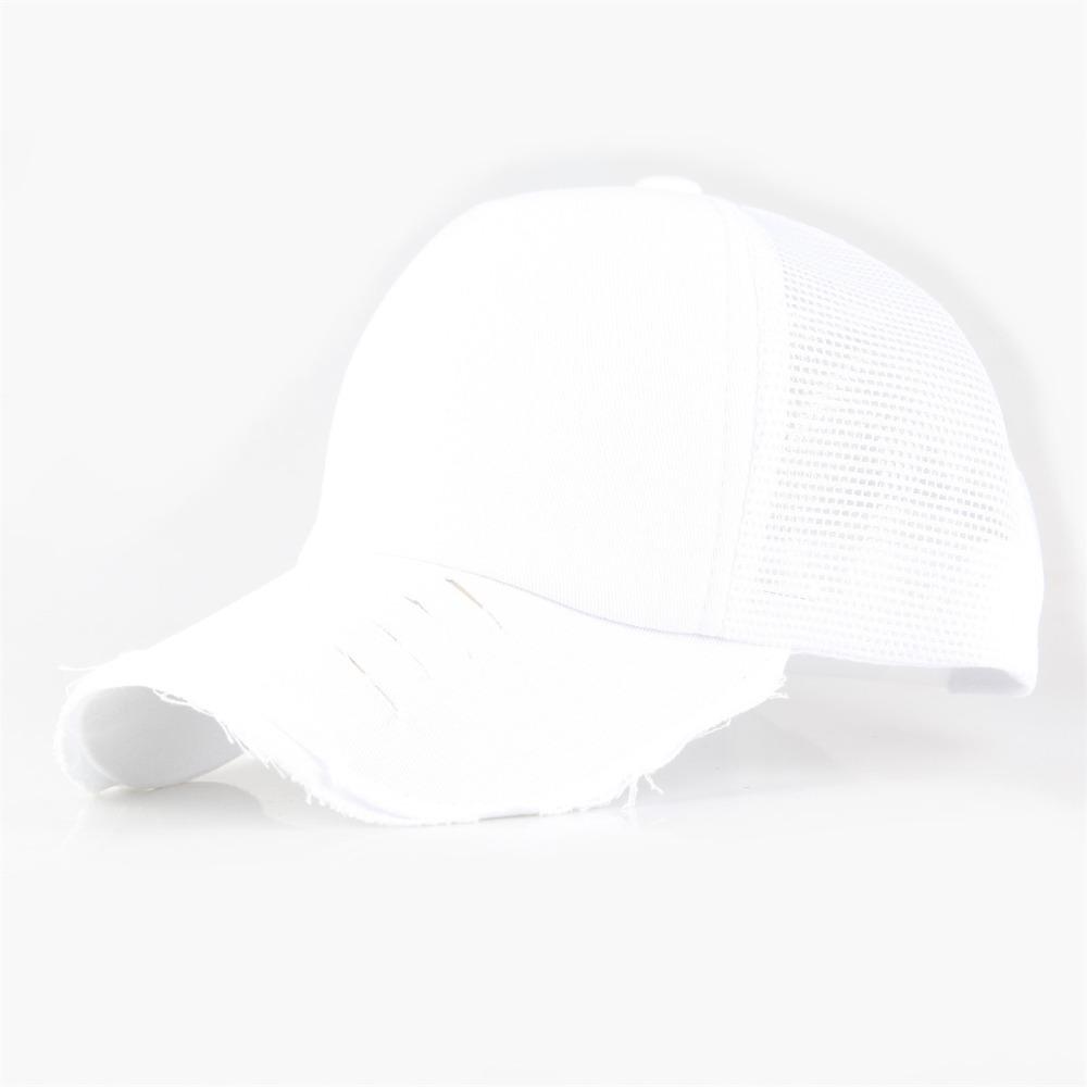 Washed Cotton Baseball Cap Adjustable Mesh Trucker Hat Retro Net Fishing Cap  For Man Women