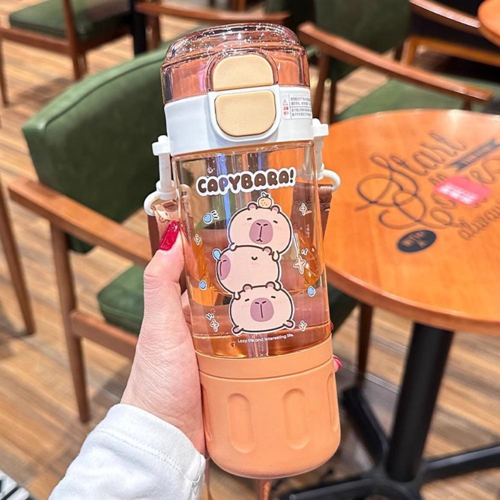 Adjustable Shoulder Cartoon Water Bottle Leak Proof Plastic Water Cup Drink Bottle  Children's Gift