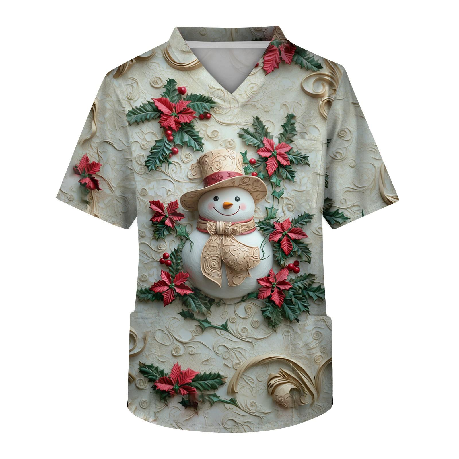 

Мужской топ с коротким рукавом, V-образным вырезом, рождественским принтом и нагрудным карманом M