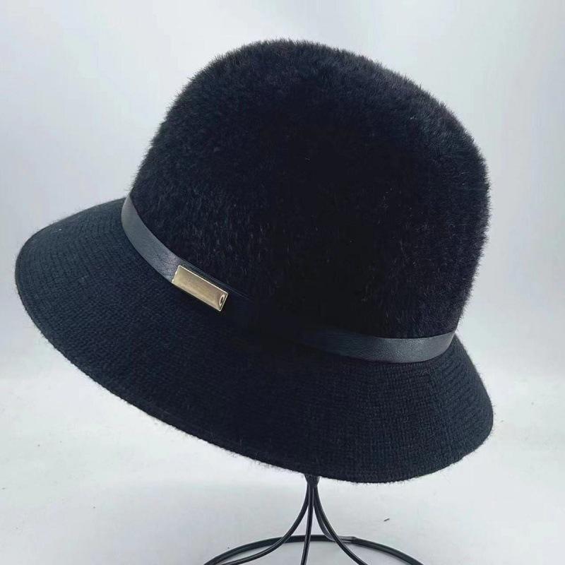 Autumn and Winter Hat Women's High-end Sense Small Square Belt Dome Fashion Versatile Beach Top Hat Bucket Hat