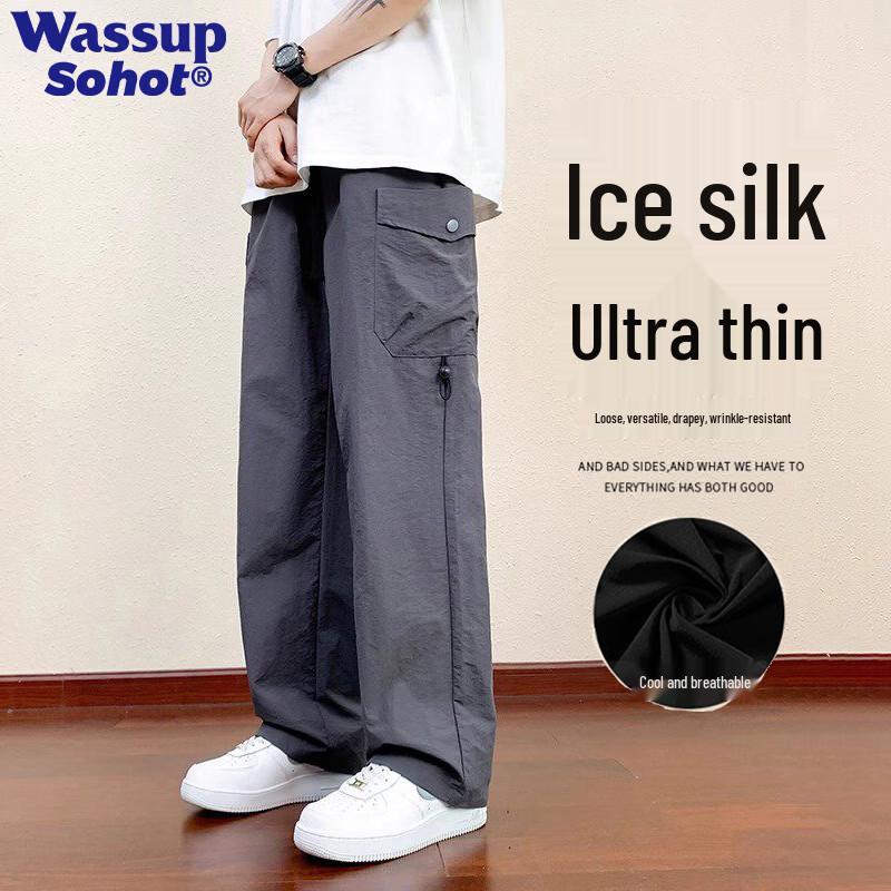 Wassup Sohot Men s Ice Silk Casual Pants M