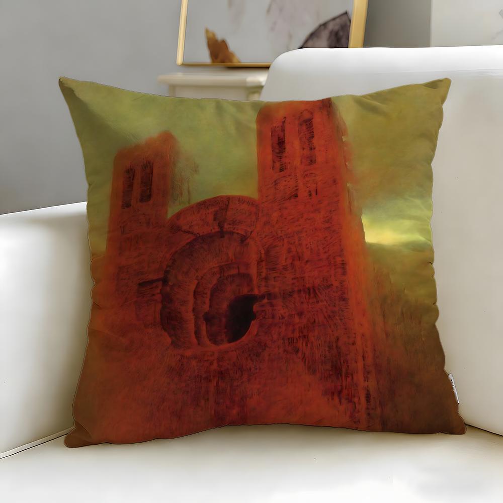 classic painter Zdzislaw Beksinski Cushion Cover Soft EasyWash Pillow Case Versatile for Couch Bed Travel and Office